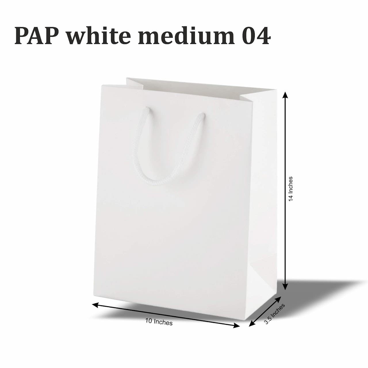 PAP Medium 04 - White Paper Bag – Medium - 14 × 10 × 3.5 in – custom branded bags